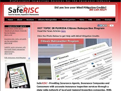 SafeRISC, FLorida Home Inspection Certification Program Web Site Capture