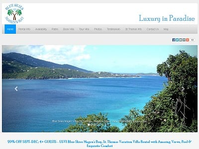 Web Site Screen Capture of Blue Skies Villa St. Thomas